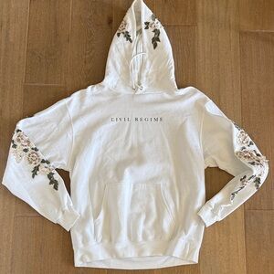 Civil Regime - Champion White Hoodie with Floral Embroidery